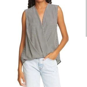 rag & bone Victor Silk Striped Sleeveless Blouse